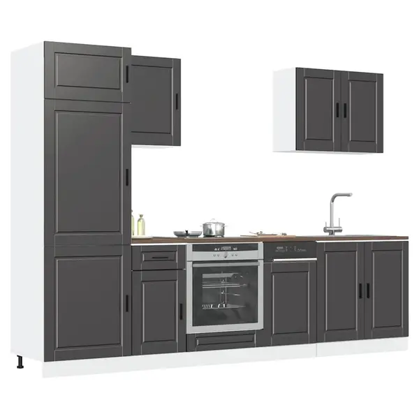 Gossi set dulap de bucatarie 7 piese „kalmar” lemn negru prelucrat