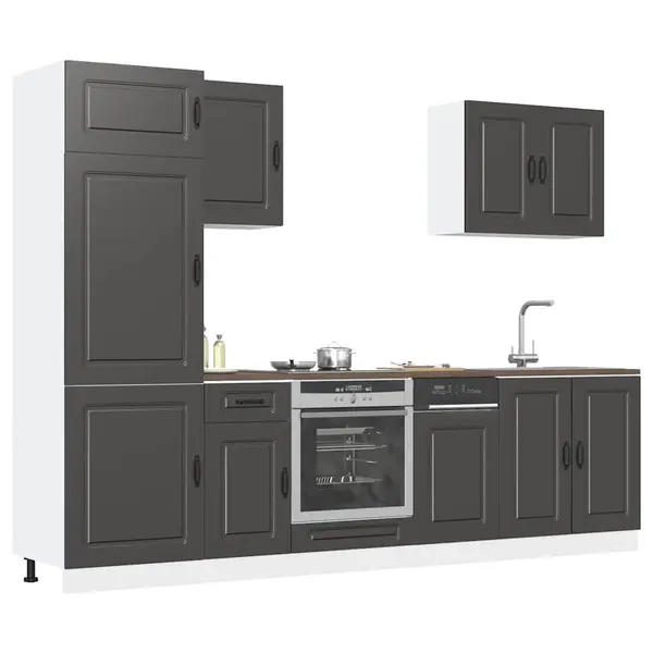 Gossi set dulap de bucatarie 7 piese „kalmar” lemn negru prelucrat