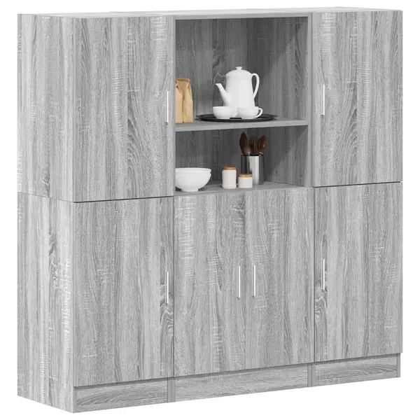Gossi set dulap de bucatarie din 3 piese, gri sonoma, lemn derivat