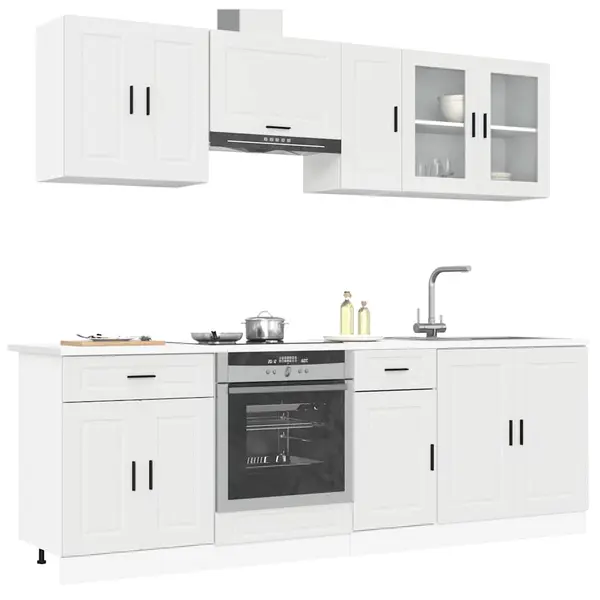 Gossi set dulap de bucatarie din 8 piese „kalmar” lemn prelucrat alb