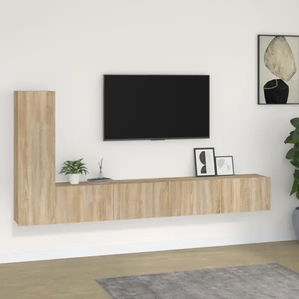 Gossi set dulap tv, 3 piese, stejar sonoma, lemn prelucrat