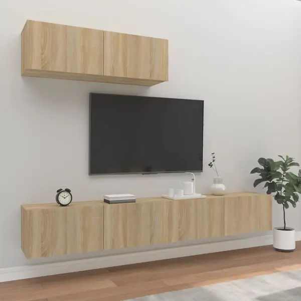 Gossi set dulap tv, 3 piese, stejar sonoma, lemn prelucrat