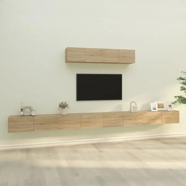 Gossi set dulap tv, 6 piese, stejar sonoma, lemn prelucrat