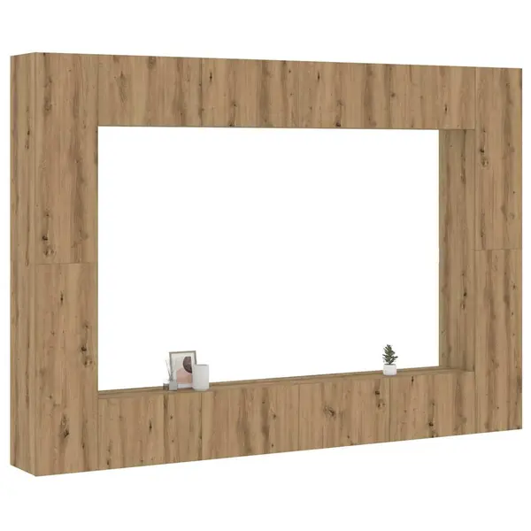 Gossi set dulap tv 8 piese montat pe perete stejar artizanal