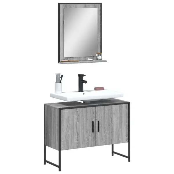 Gossi set dulapuri baie, 2 piese, gri sonoma, lemn prelucrat