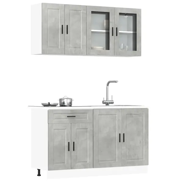 Gossi set dulapuri de bucatarie 4 piese „kalmar” gri beton lemn