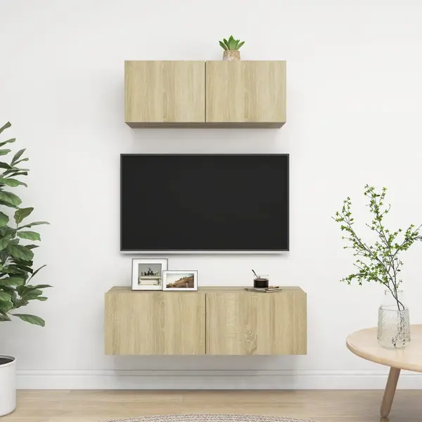 Gossi set dulapuri tv, 2 piese, stejar sonoma, lemn prelucrat