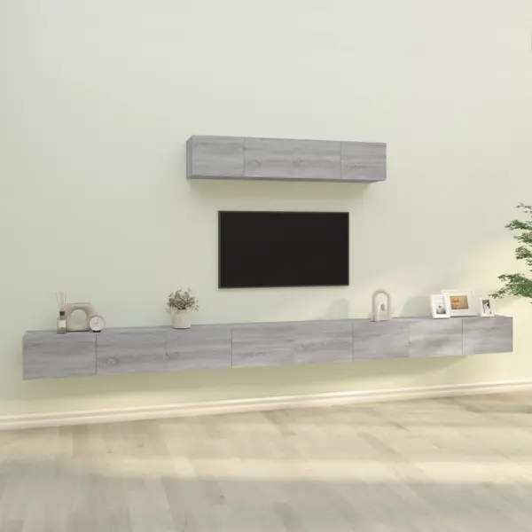 Gossi set dulapuri tv, 6 piese, gri sonoma, lemn prelucrat