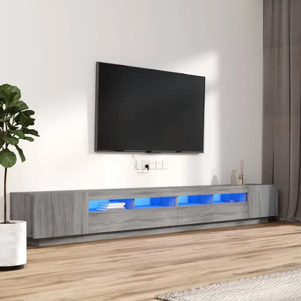 Gossi set dulapuri tv cu led, 3 piese, gri sonoma, lemn prelucrat