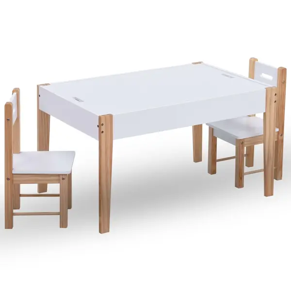 Gossi set masa cu scaune pentru copii cu tabla, 3 piese, negru si alb