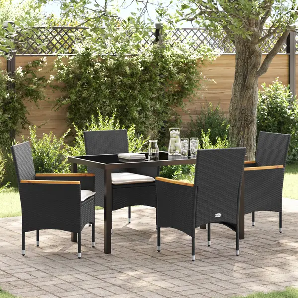 Gossi set masa gradina cu perne ratan negru 5 piese