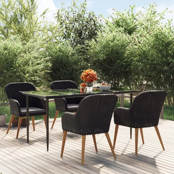Gossi set masa pentru gradina, 5 piese, cu perne, negru