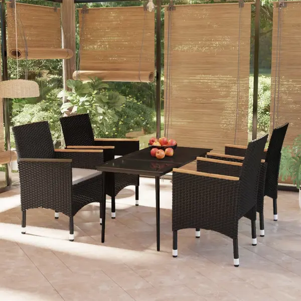 Gossi set masa pentru gradina, 5 piese, cu perne, negru