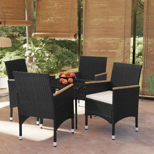 Gossi set masa pentru gradina, 5 piese, cu perne, negru