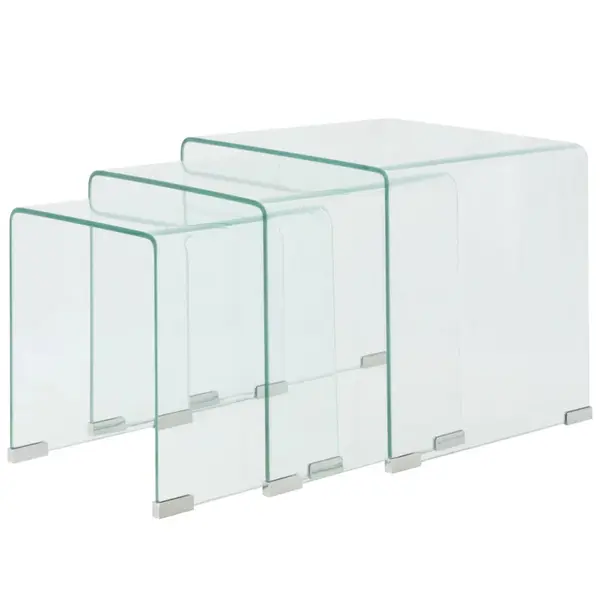 Gossi set mese suprapuse, sticla calita transparenta, trei piese