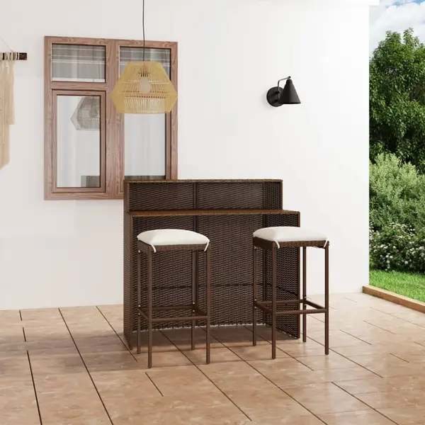 Gossi set mobilier bar de gradina cu perne, 3 piese, maro