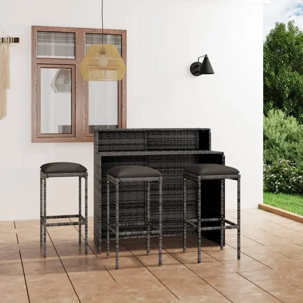 Gossi set mobilier bar de gradina cu perne, 4 piese, gri