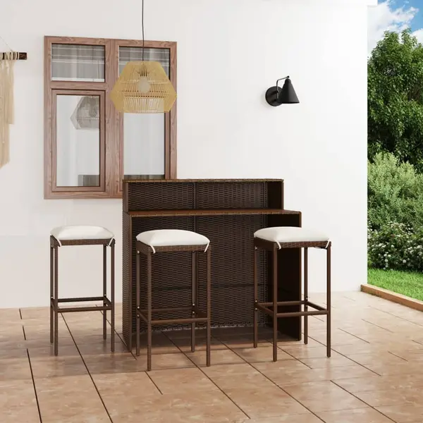 Gossi set mobilier bar de gradina cu perne, 4 piese, maro
