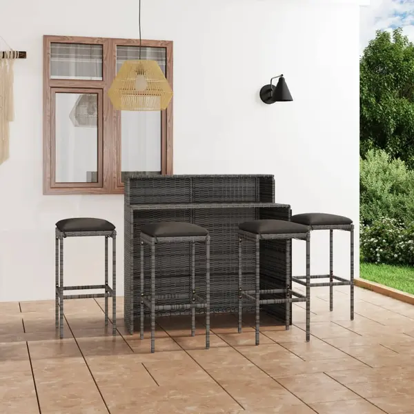 Gossi set mobilier bar de gradina cu perne, 5 piese, gri