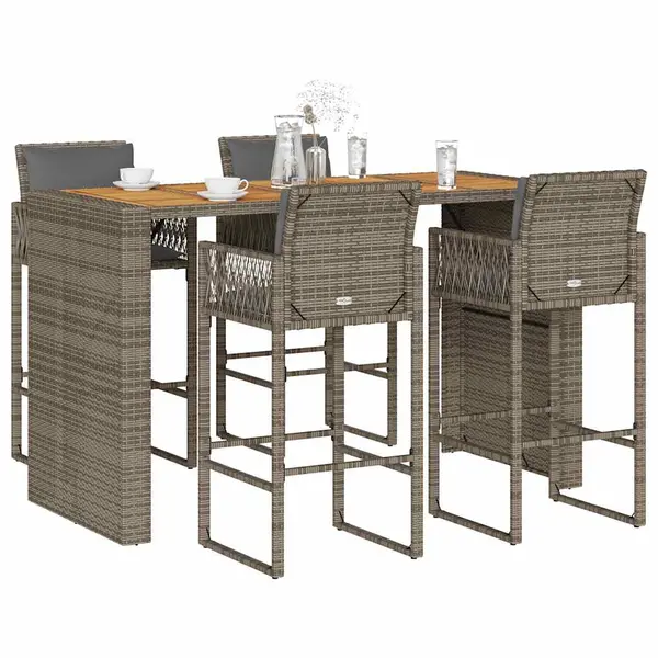 Gossi set mobilier bar de gradina, cu perne, 5 piese, gri, poliratan