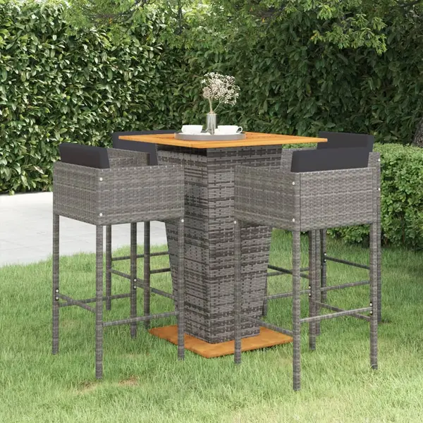 Gossi set mobilier bar de gradina cu perne, 5 piese, gri, poliratan