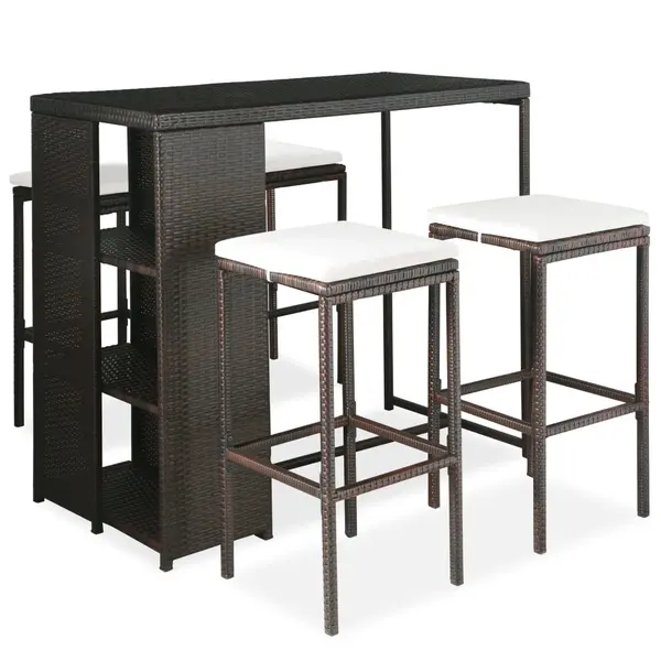 Gossi set mobilier bar de gradina cu perne, 5 piese, maro, poliratan