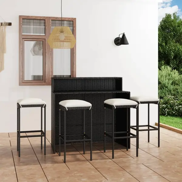 Gossi set mobilier bar de gradina cu perne, 5 piese, negru