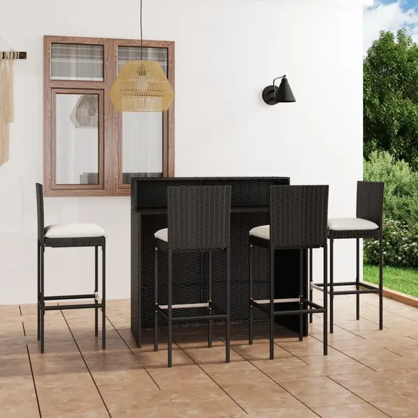 Gossi set mobilier bar de gradina cu perne, 5 piese, negru