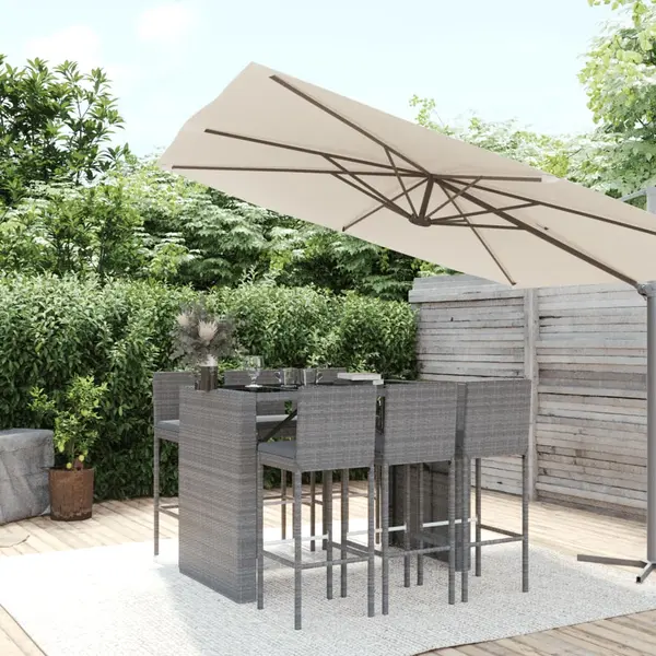 Gossi set mobilier bar de gradina cu perne, 7 piese, gri, poliratan
