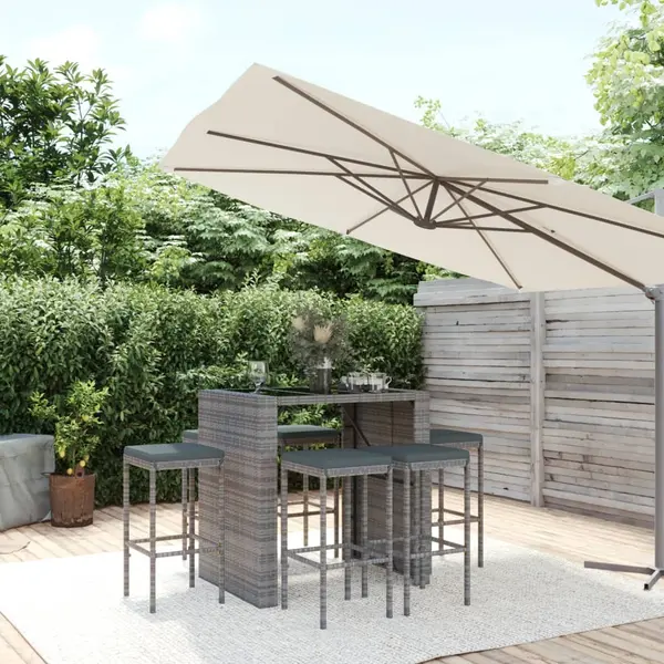 Gossi set mobilier bar de gradina cu perne, 7 piese, gri, poliratan