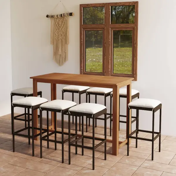 Gossi set mobilier bar de gradina cu perne, 9 piese, maro