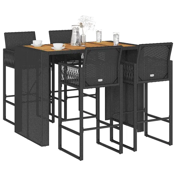 Gossi set mobilier bar de gradina fara perne 5 piese negru poliratan
