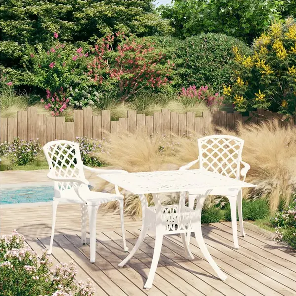 Gossi set mobilier bistro, 3 piese, alb, aluminiu turnat