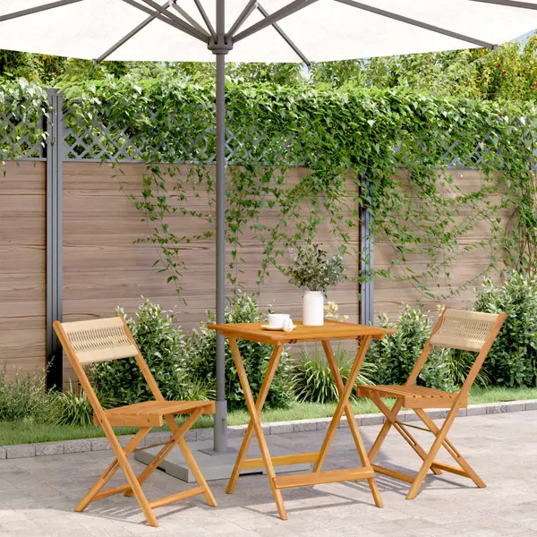 Gossi set mobilier bistro, 3 piese, bej, polipropilena si lemn masiv