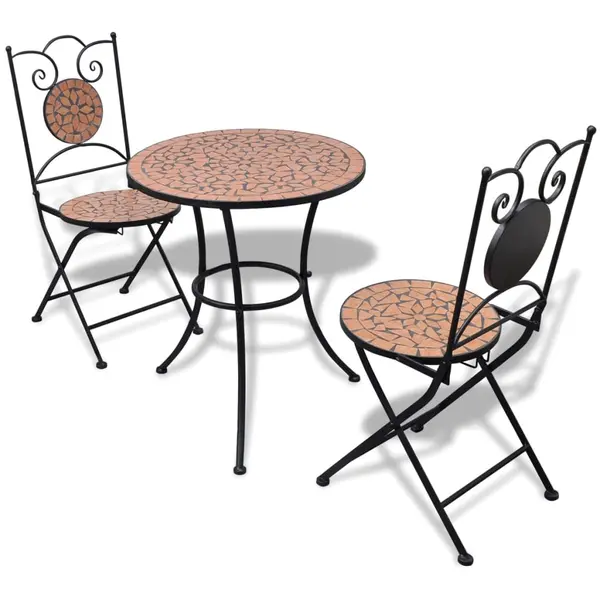 Gossi set mobilier bistro, 3 piese, caramiziu, placi ceramice