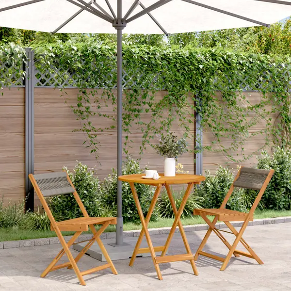 Gossi set mobilier bistro, 3 piese, gri, polipropilena si lemn masiv