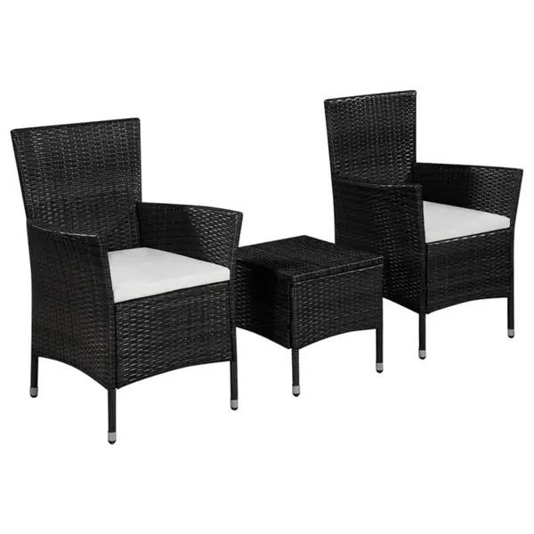 Gossi set mobilier bistro, 3 piese, negru, poliratan