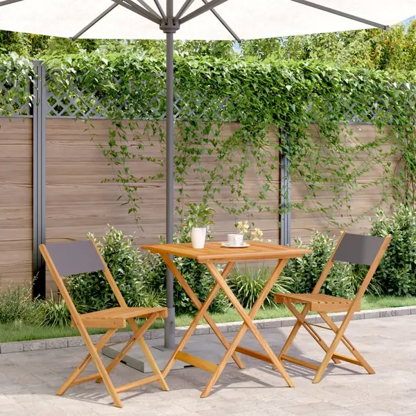 Gossi set mobilier bistro, 3 piese, textil antracit/lemn masiv