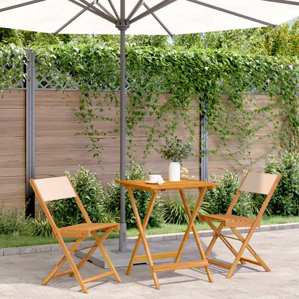 Gossi set mobilier bistro, 3 piese, textil bej/lemn masiv