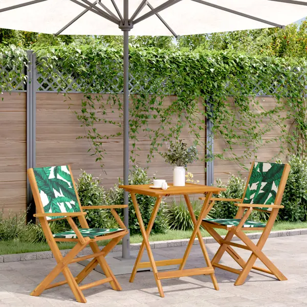 Gossi set mobilier bistro, 3 piese, textil model frunze/lemn masiv