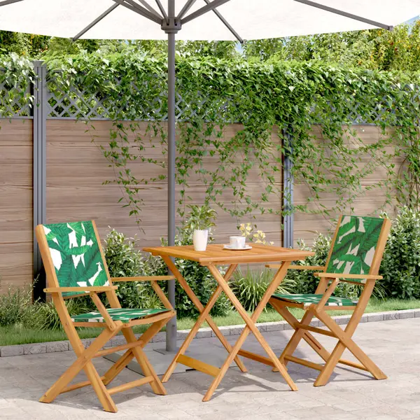 Gossi set mobilier bistro, 3 piese, textil model frunze/lemn masiv