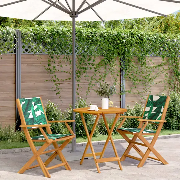 Gossi set mobilier bistro, 3 piese, textil model frunze/lemn masiv