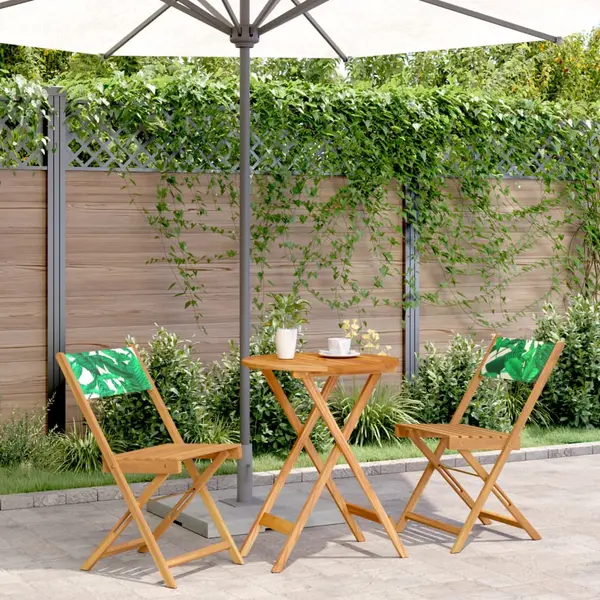 Gossi set mobilier bistro, 3 piese, textil model frunze/lemn masiv