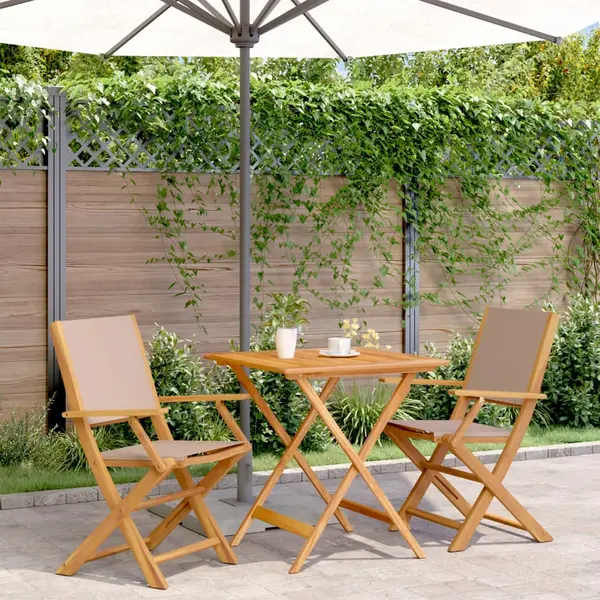 Gossi set mobilier bistro, 3 piese, textil taupe/lemn masiv