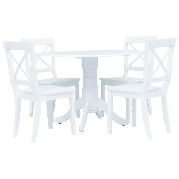 Gossi set mobilier bucatarie, 5 piese, alb, lemn masiv de hevea