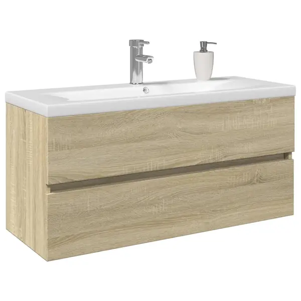 Gossi set mobilier de baie, 2 piese, ceramica si lemn prelucrat