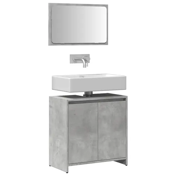 Gossi set mobilier de baie, 2 piese, gri beton, lemn compozit