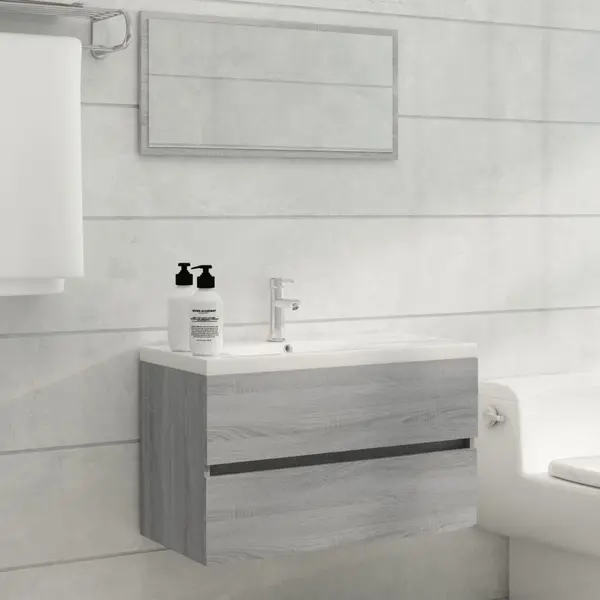 Gossi set mobilier de baie, 2 piese, gri sonoma, lemn prelucrat