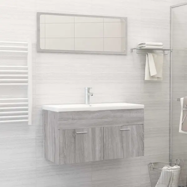 Gossi set mobilier de baie, 2 piese, gri sonoma, lemn prelucrat