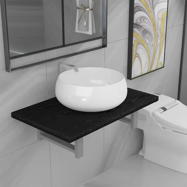 Gossi set mobilier de baie, 2 piese, negru, ceramica